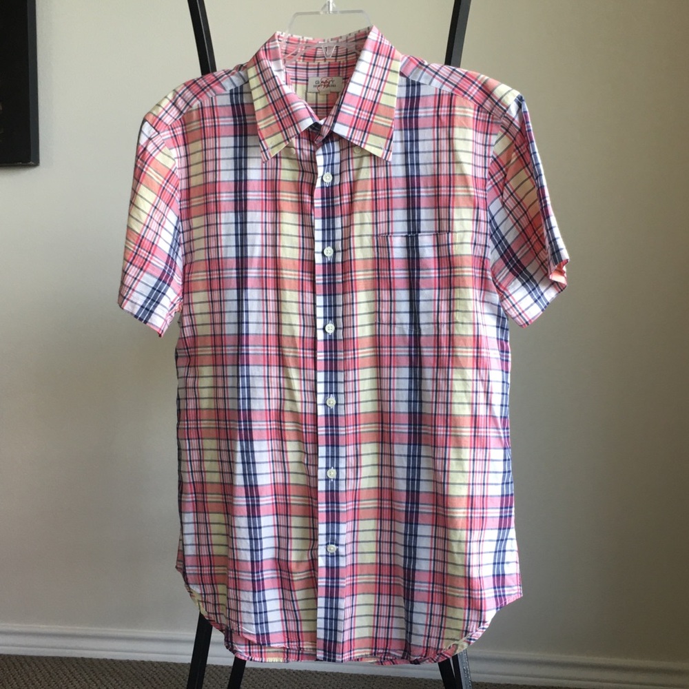 Gant Men’s Plaid Button Up Short Sleeve Shirt Size Large